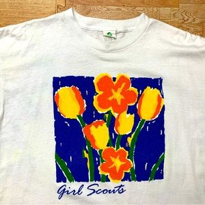 Vintage Girl Scouts Shirt Size XXL Graphic Tee Flowers Single Stitch Made In USA